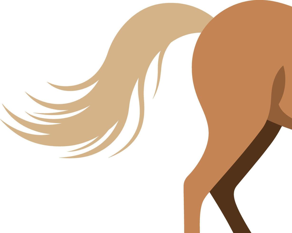 Stylized brown horse silhouette with flowing mane in flat design art vector