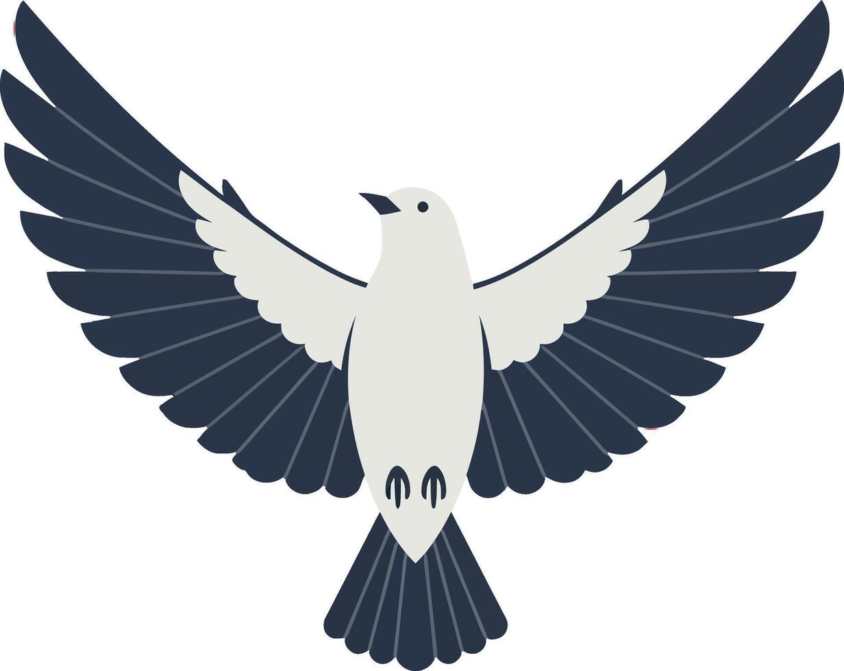 A majestic bird in flight with spread wings in a minimal flat design illustration vector