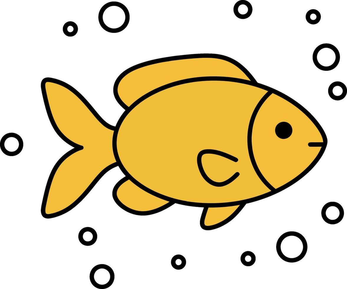 Bright yellow fish swimming gracefully in a cheerful underwater scene, minimal art vector