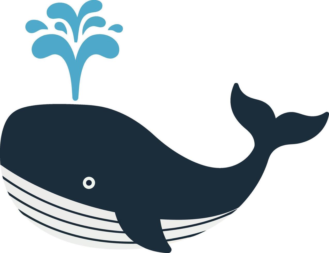 A playful whale breaching the surface with water splashes in minimal art vector
