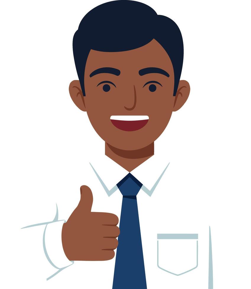 Happy businessman giving a thumbs up in a minimal illustration vector