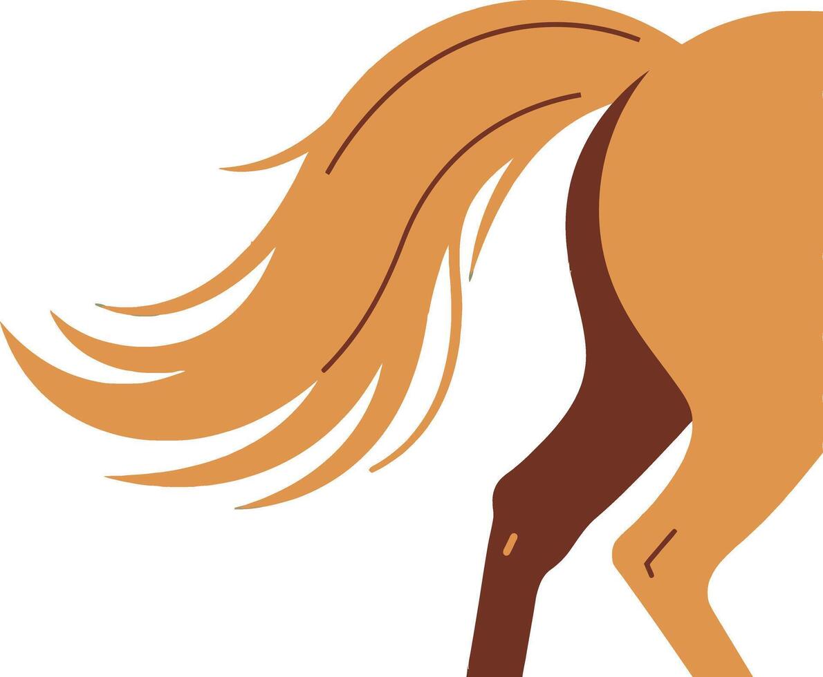 Stylized horse silhouette with flowing mane in minimalistic flat design art vector