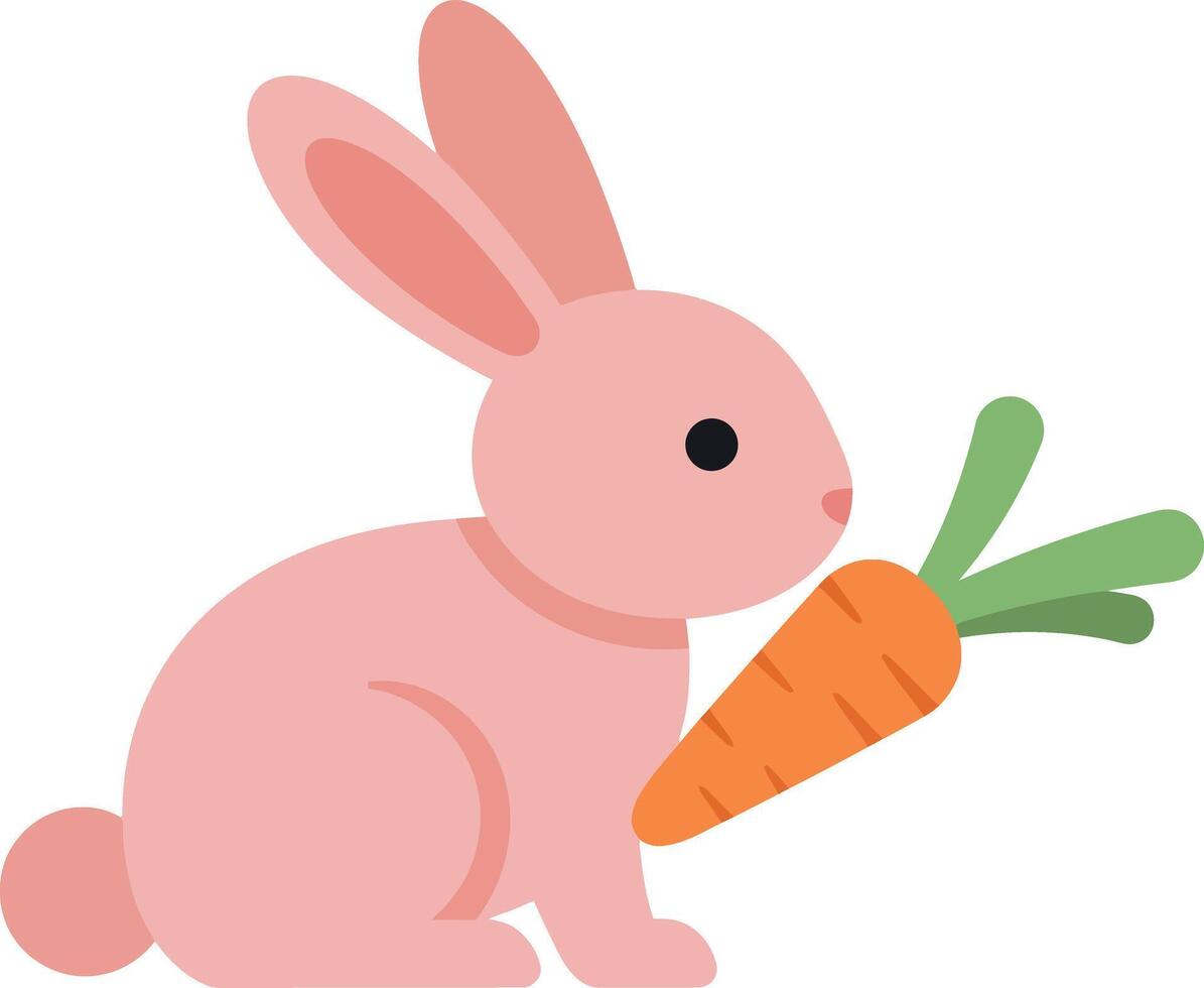 Cute pink rabbit holding a fresh carrot in a minimal illustration vector