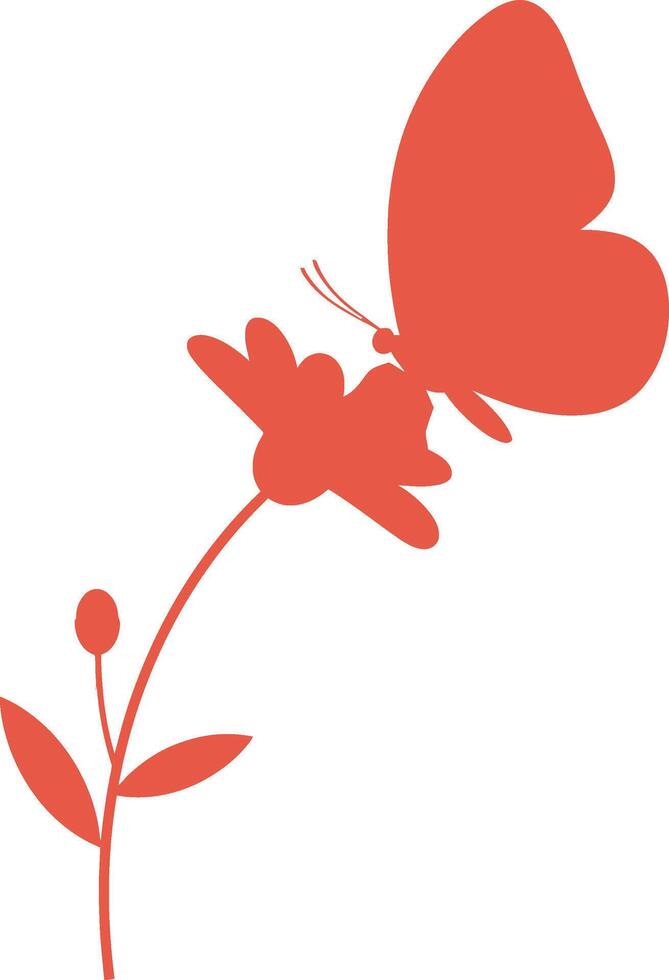 Vibrant butterfly perched on a delicate flower in flat art vector