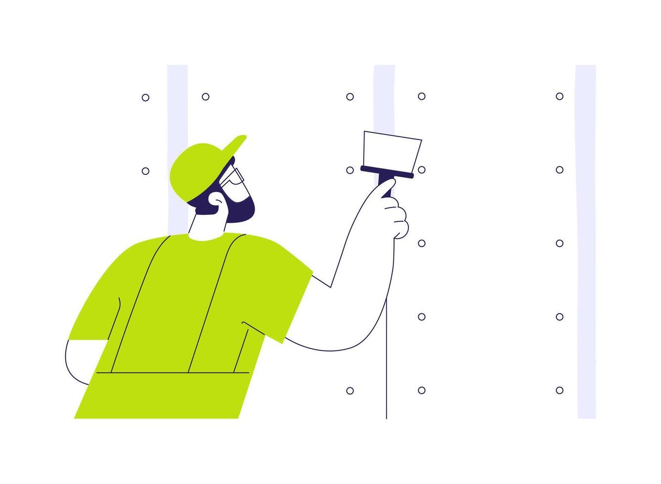 Drywall mudding and taping abstract concept illustration. vector