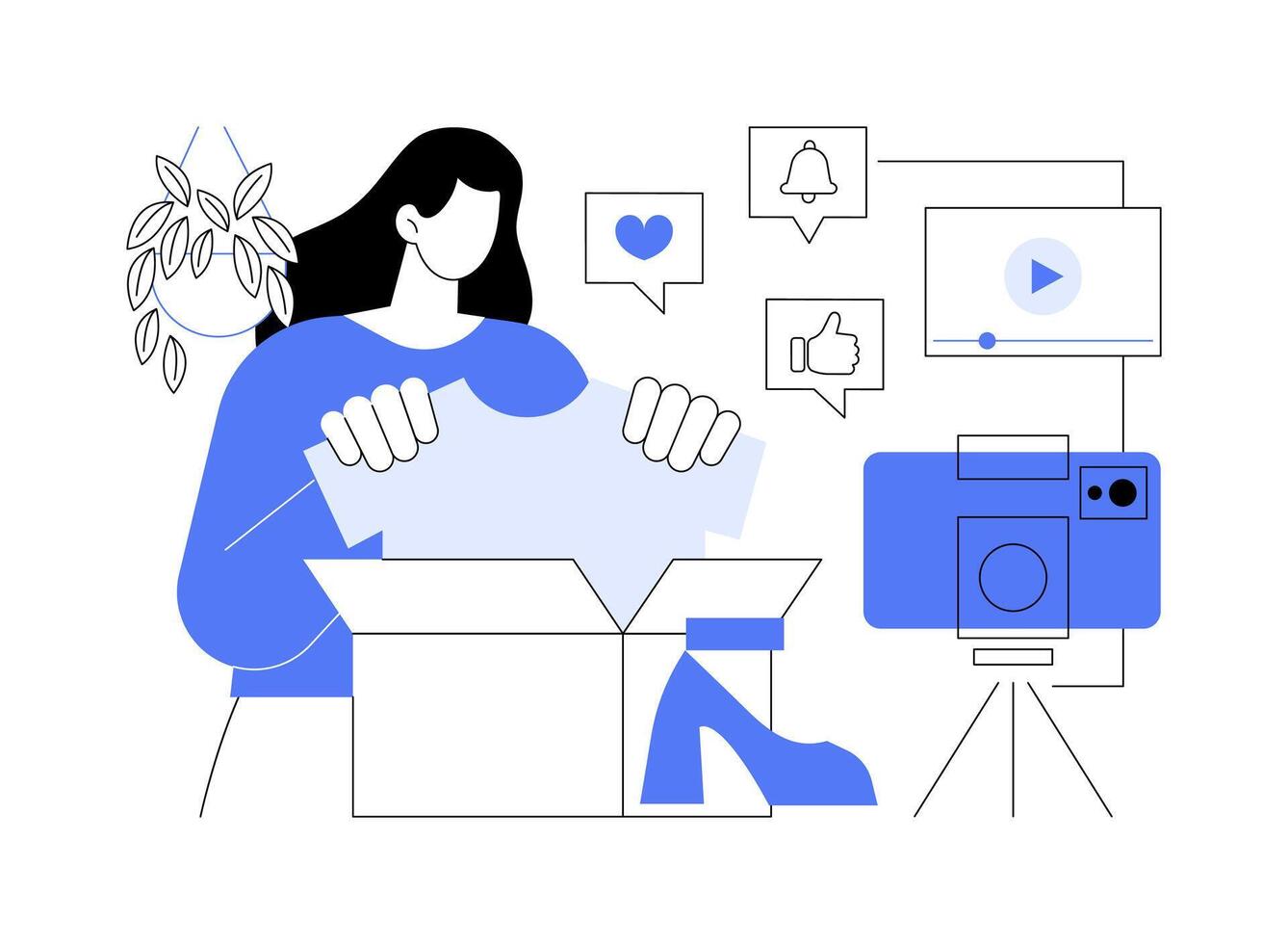 Unboxing videos isolated cartoon illustrations. vector