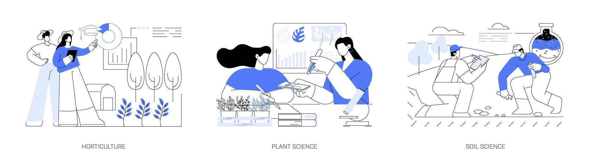 Agriculture studies isolated cartoon illustrations set. vector