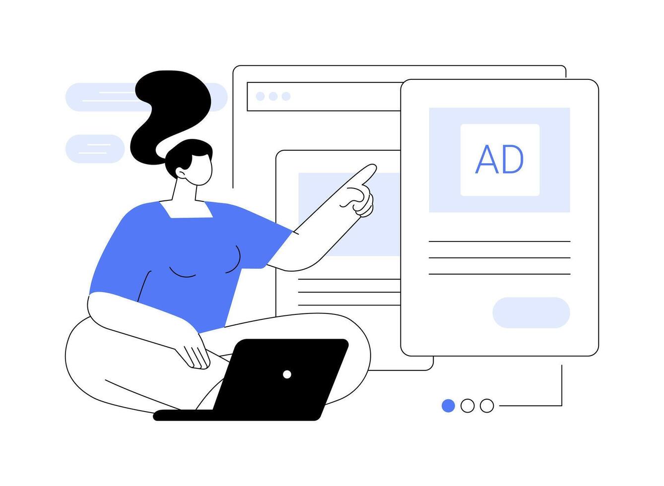 Content ads creation isolated cartoon illustrations. vector