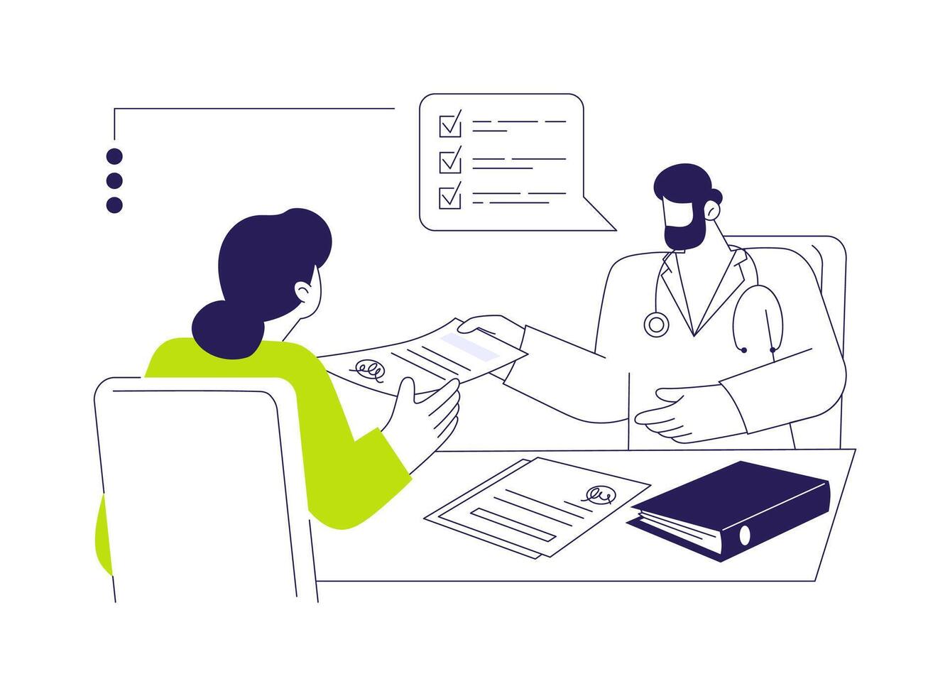 Pass a medical examination abstract concept illustration. vector