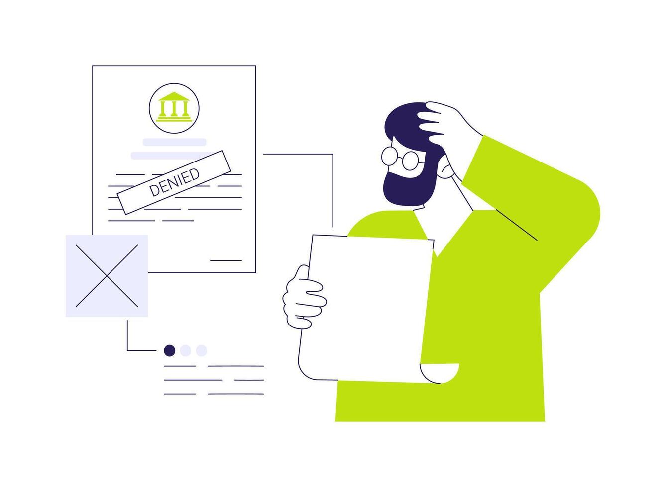 Immigration application denied abstract concept illustration. vector