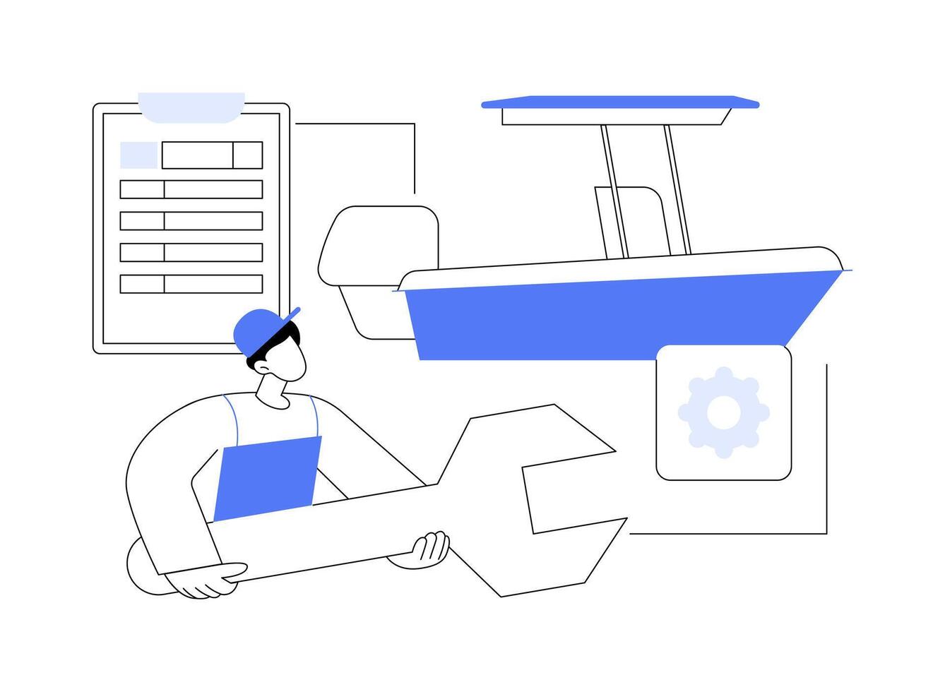 Boat mechanic isolated cartoon illustrations. vector