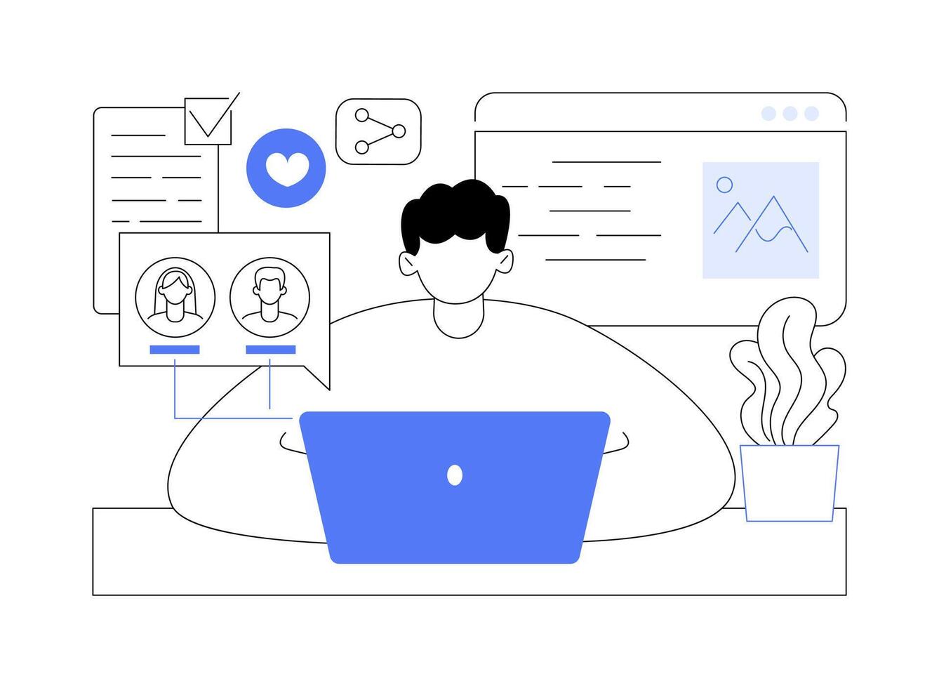 Content manager isolated cartoon illustrations. vector