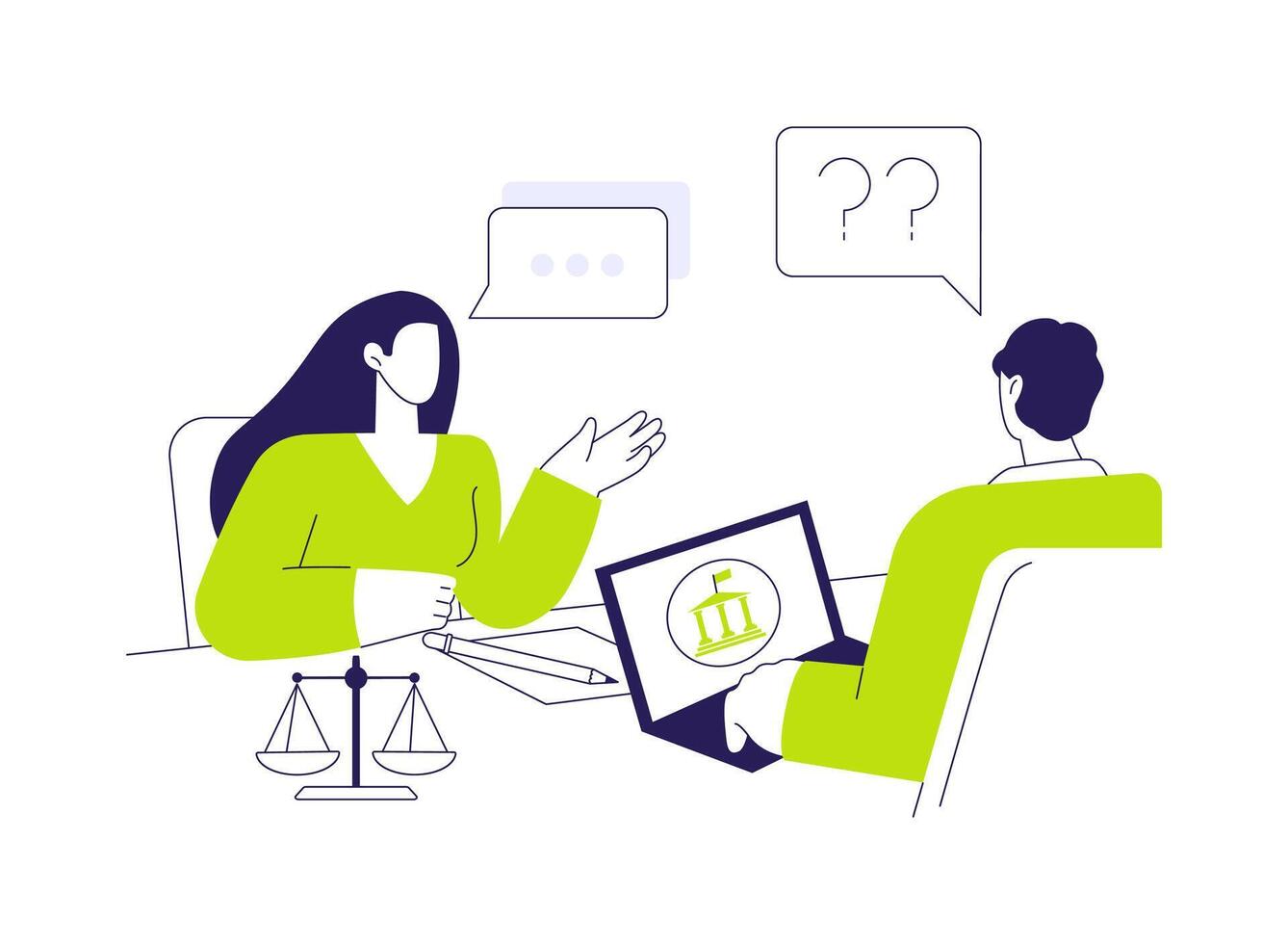 Pass immigration interview abstract concept illustration. vector