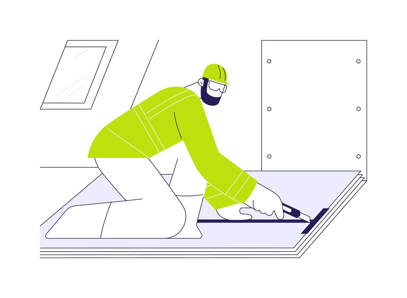 Cutting drywall abstract concept illustration. vector