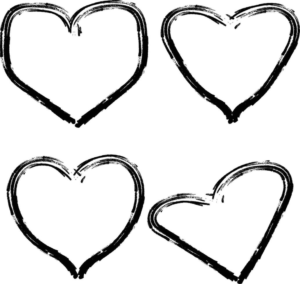 Romantic minimal flat hearts set for Valentine's Day design vector