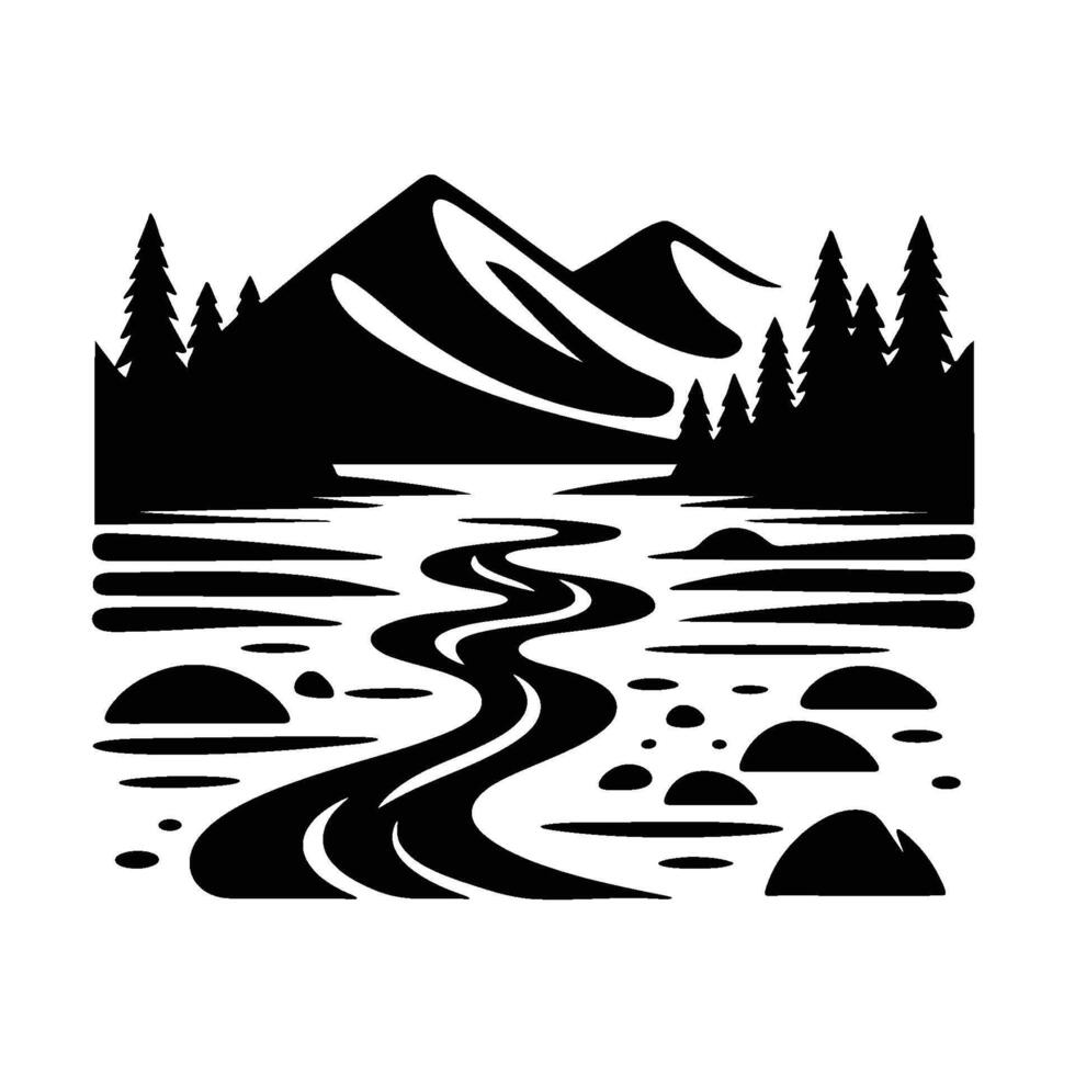 Silhouette of a mountain, nature, landscape, scene vector