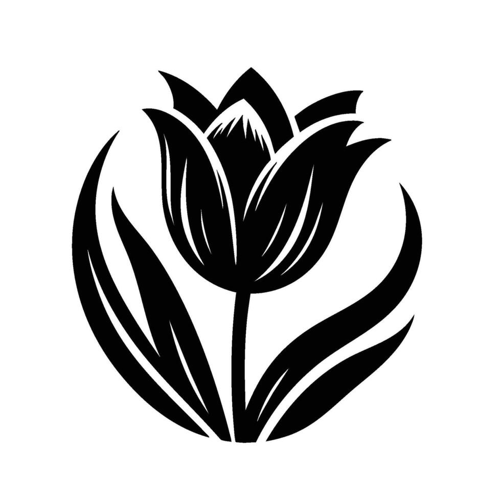 Silhouette of a tulip flower logo design vector