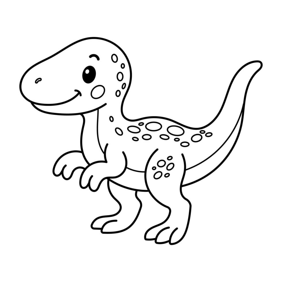 Smiling cartoon dinosaur illustration for coloring books, perfect for kids crafts and learning fun vector