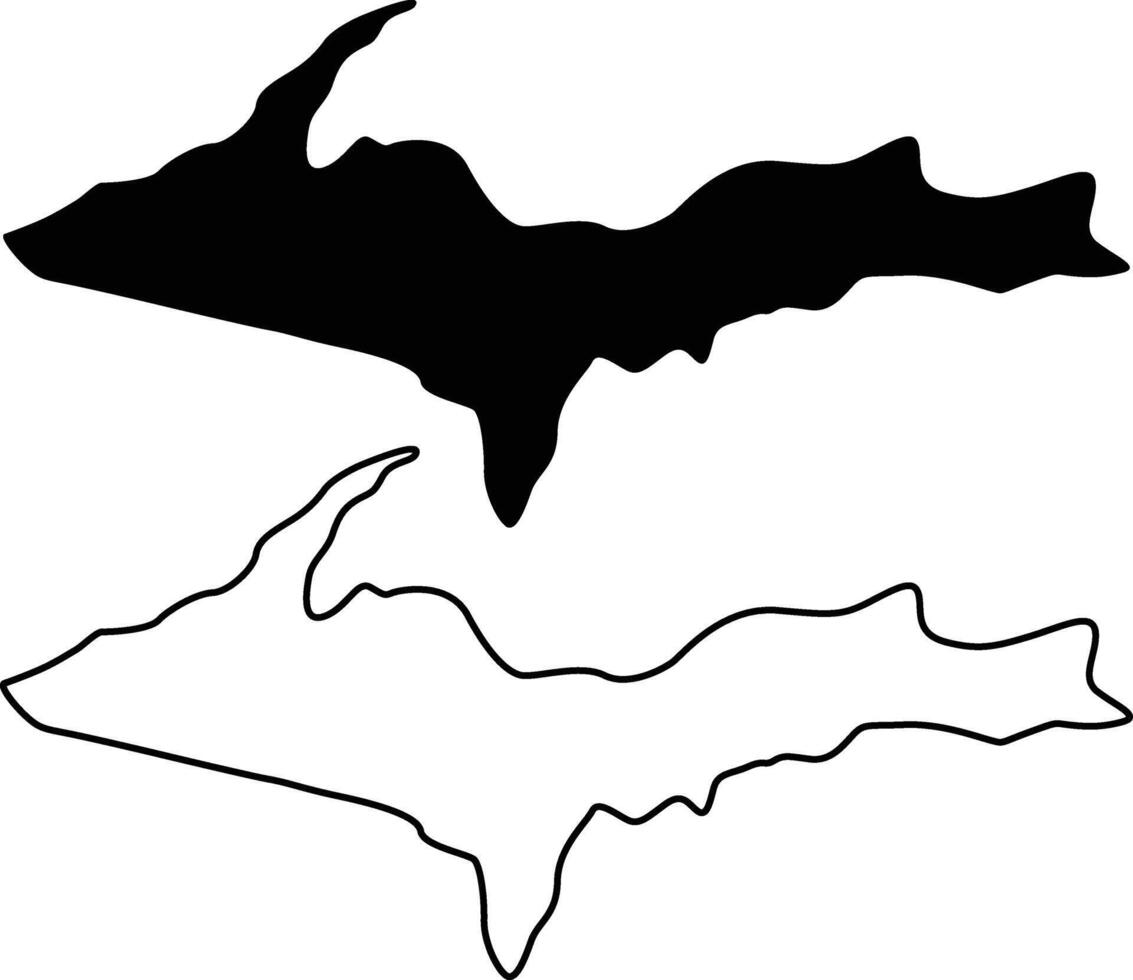 Michigan Upper Peninsula Map Silhouette Flat and Outline Design vector