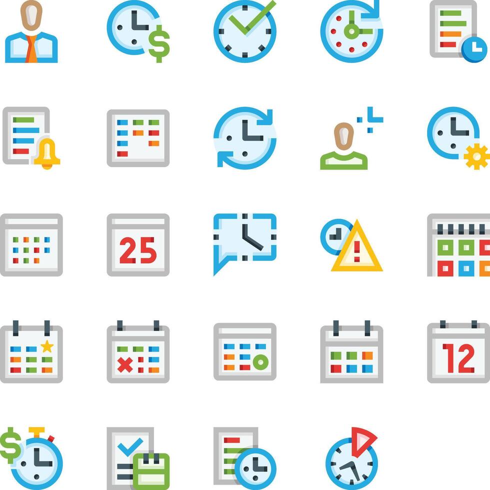 set of infographic elements.colorful icons of various types of time and calendar. vector