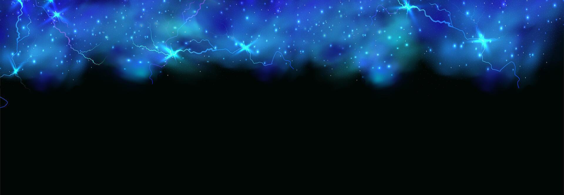 Blue lightning on black background vector