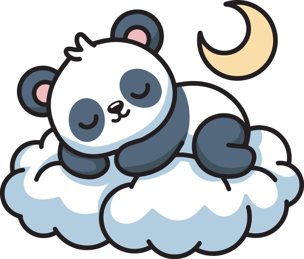Panda sleep in cloud cartoon illustration vector