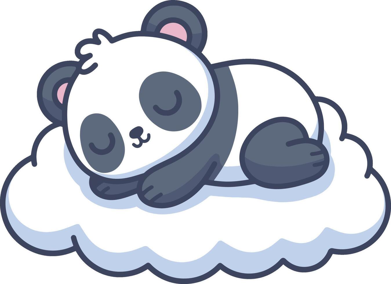 Cute panda sleep in cloud cartoon illustration vector