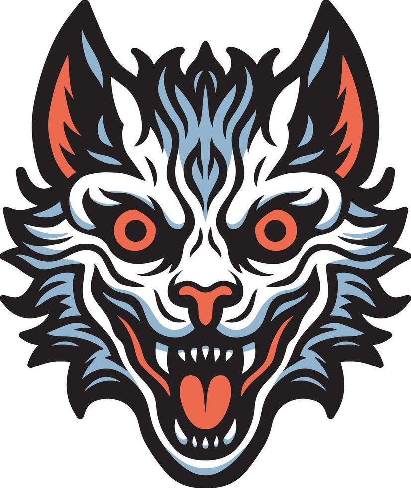 Beast feral head cartoon illustration vector