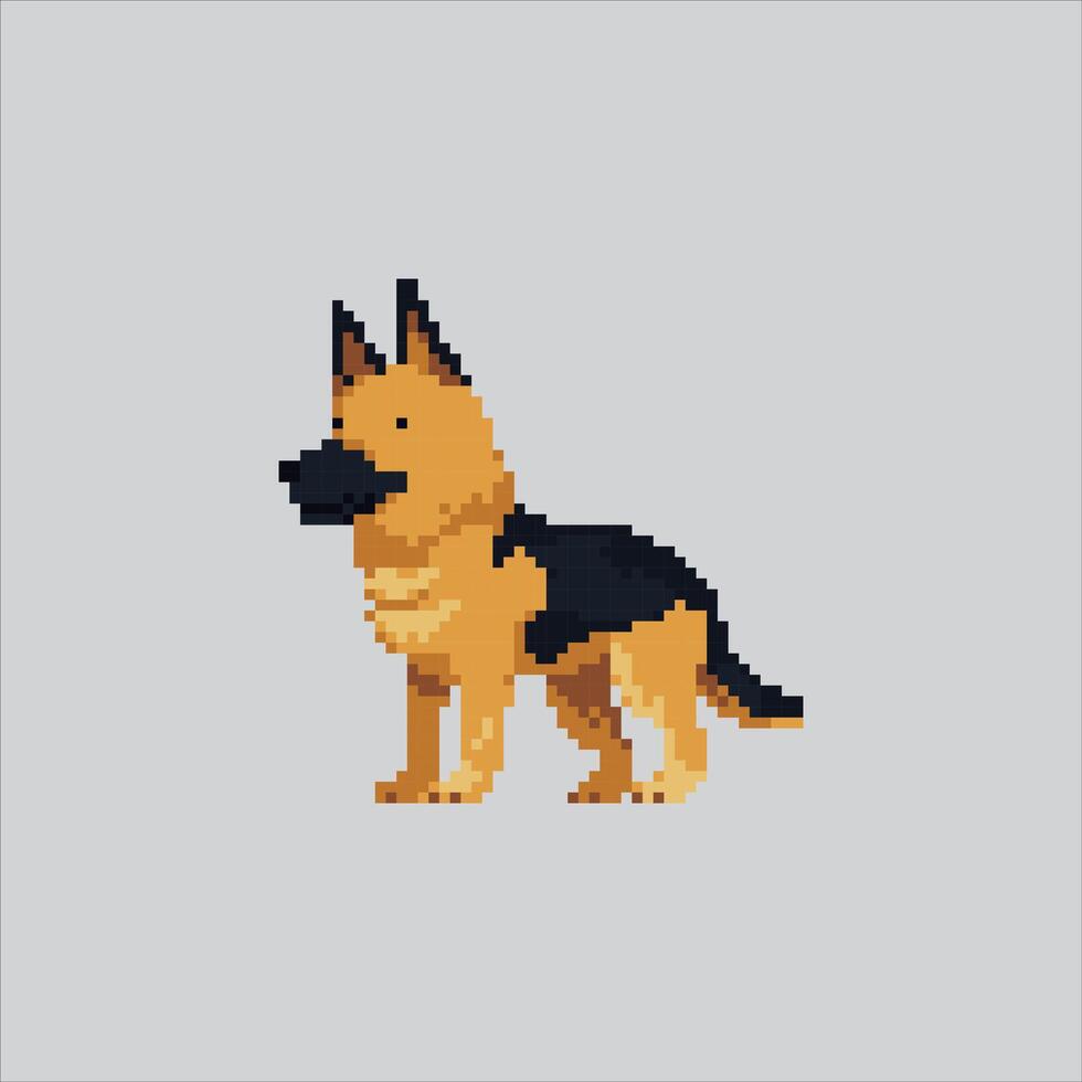 Pixel art illustration German Shepherd. Pixelated Shepherd Dog. vector