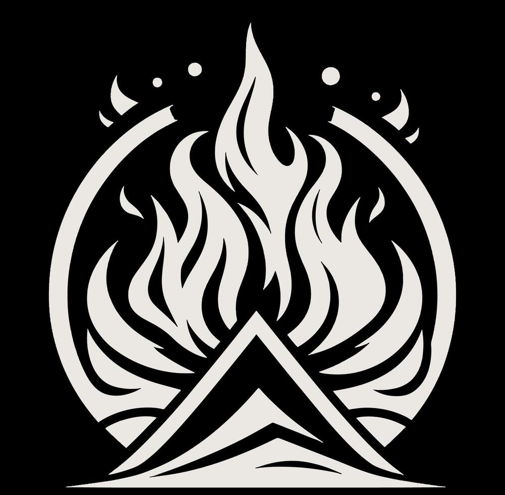 The logo for the band is a fire and a mountain vector