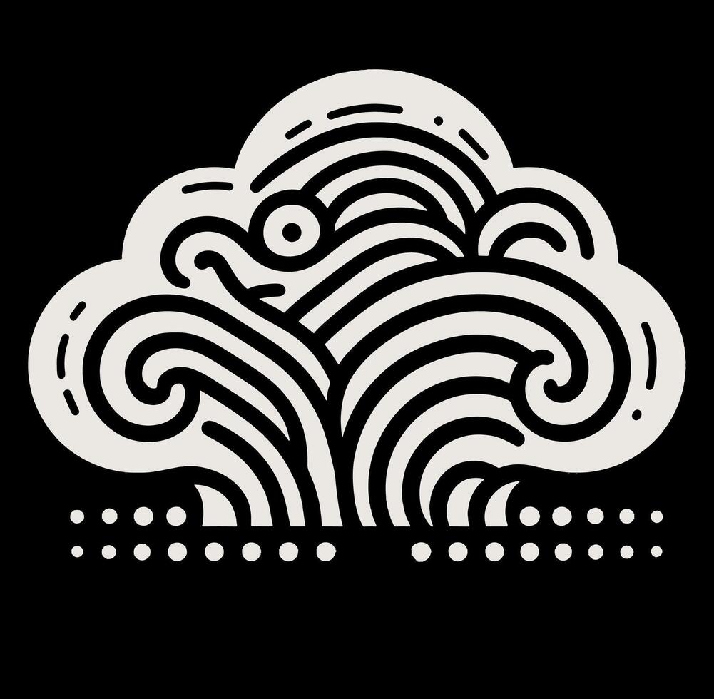 A black and white logo with a wave pattern vector