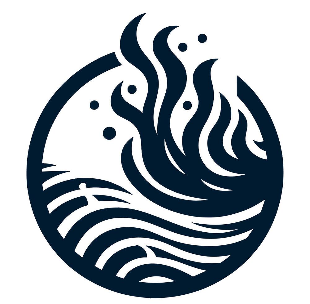 Fire with a boat in the middle of it vector