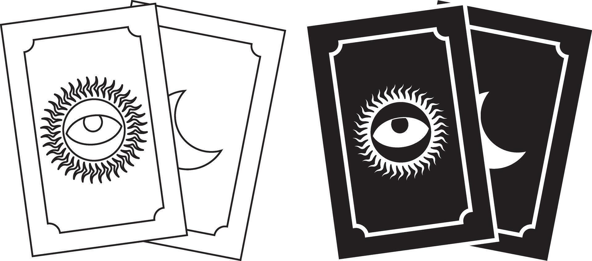 outline silhouette tarot icon set vector