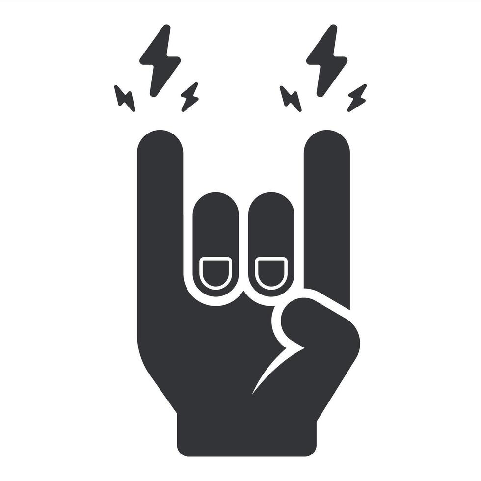 Hand making rock gesture. Black icon. vector