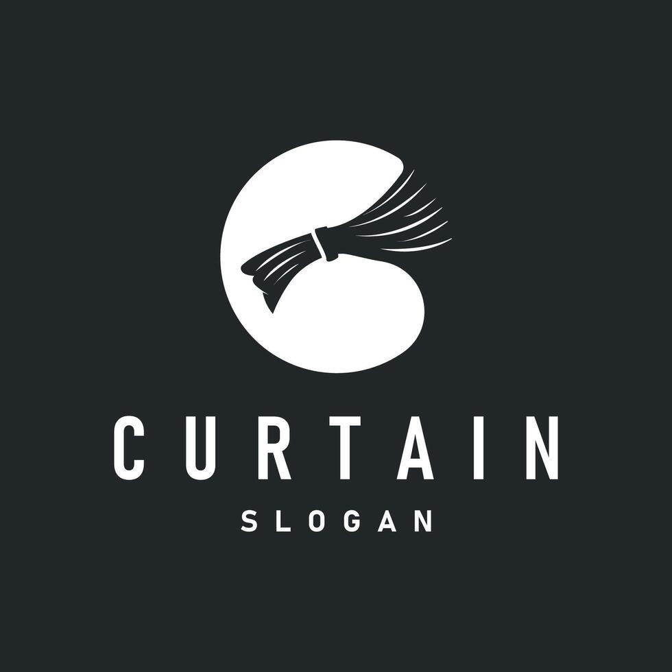home decoration design with simple minimalist curtain logo concept, window decoration template business brand vector