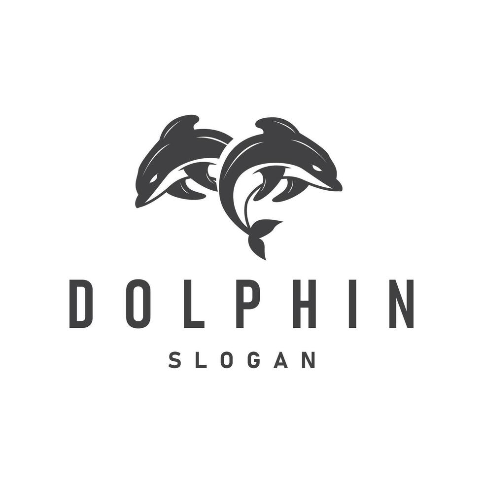 ocean animal silhouette design dolphin logo concept silhouette minimalist simple illustration of ocean product brand template vector