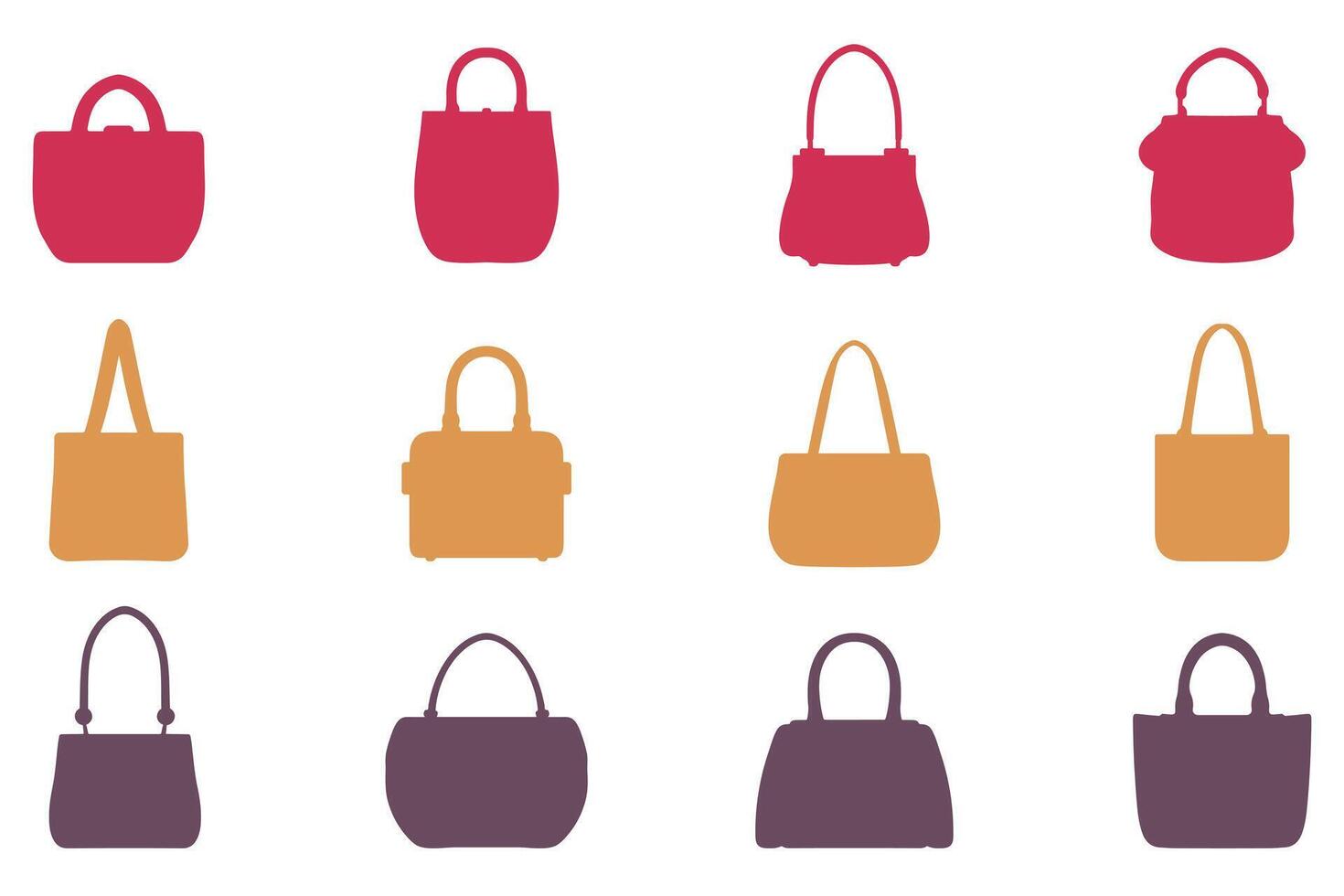 Handbag Silhouette Icon Set. Fashion Design vector