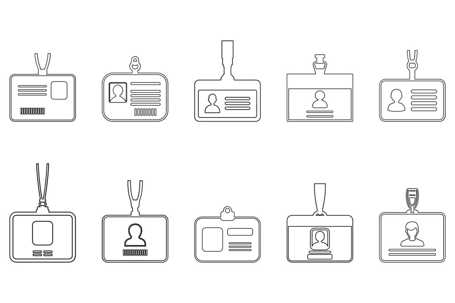 Name Tag Outline Icon Set Collection vector