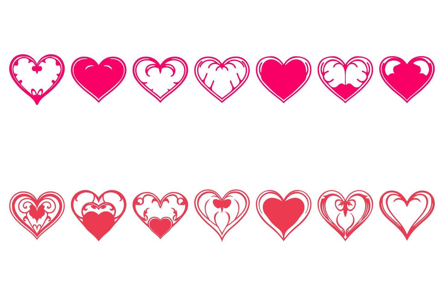 Set of Minimalist Antique Heart Shape Icon vector
