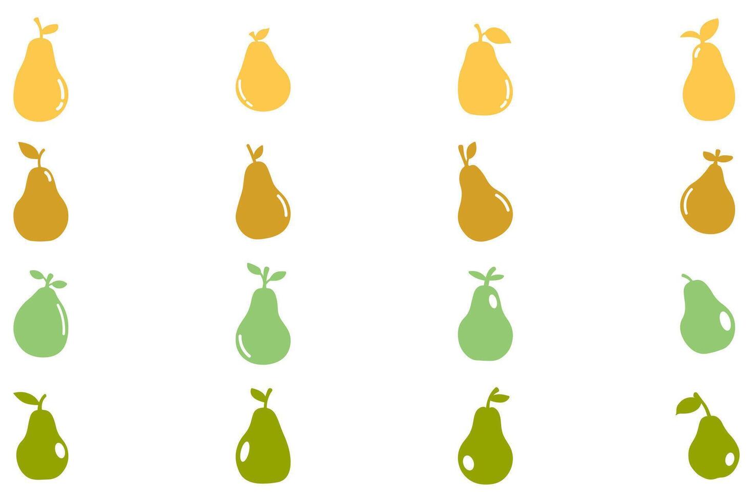 Pear Fruit Silhouette Icon Set vector