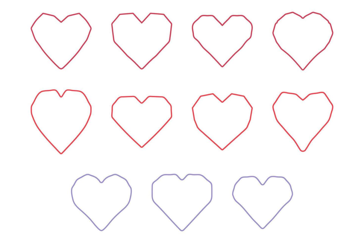 Big Heart Outline Icon Set vector