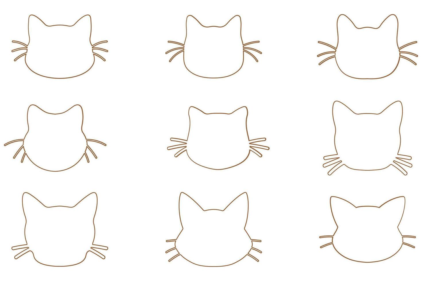 Cat Head Outline Icon Set Collection vector