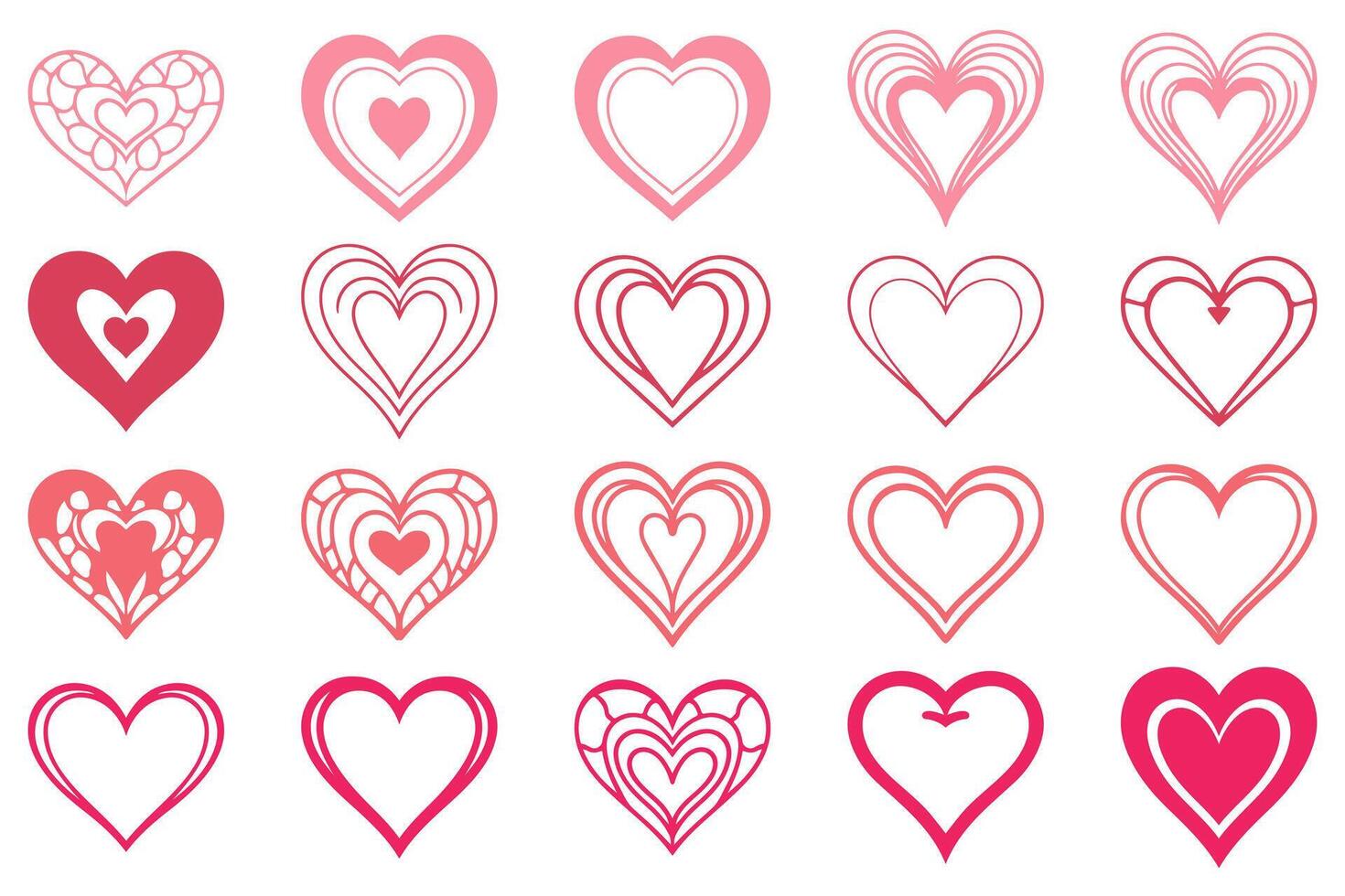 Collection of Decorative Heart Shape Icon Set vector