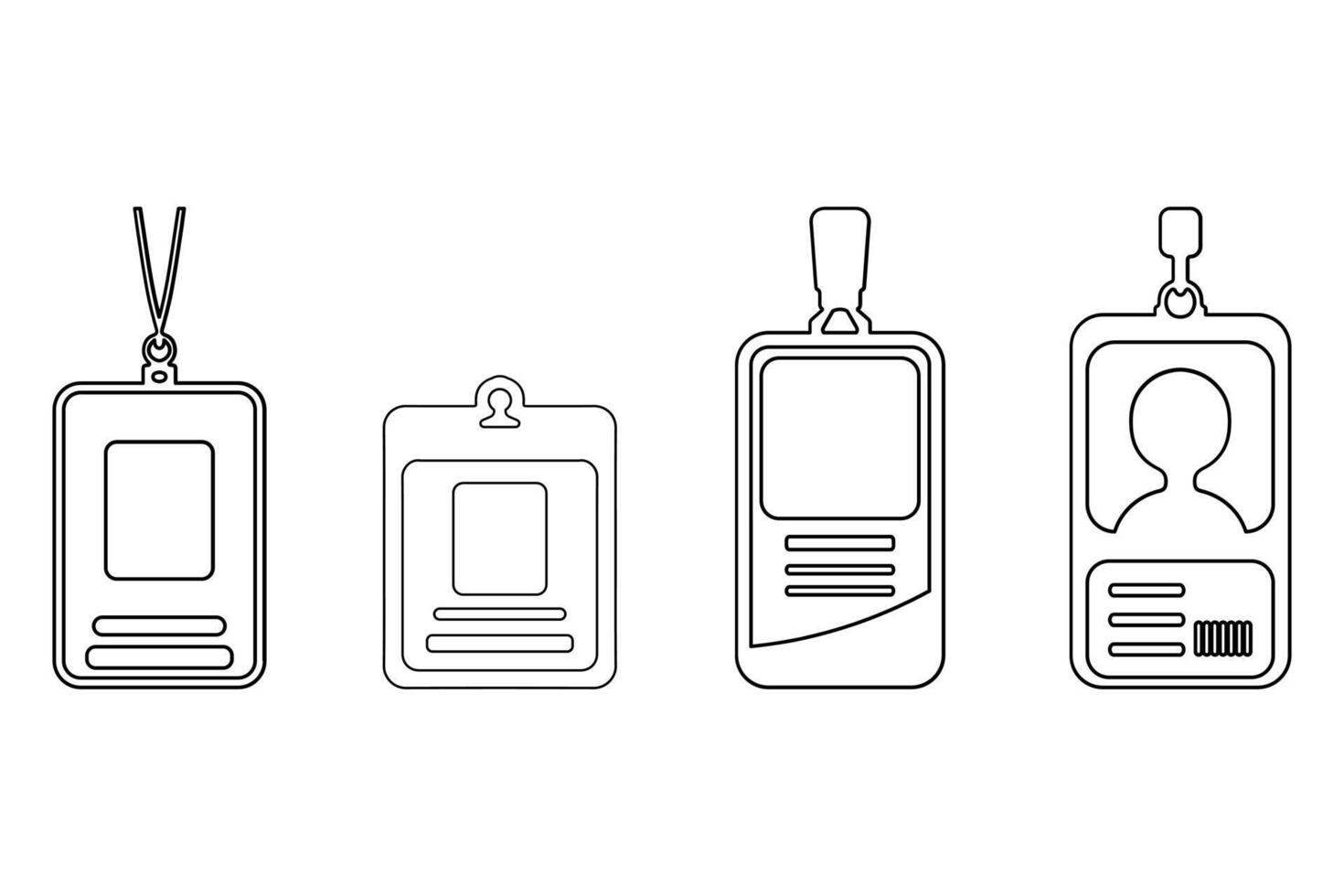 Name Tag Outline Icon Set in Various Styles vector