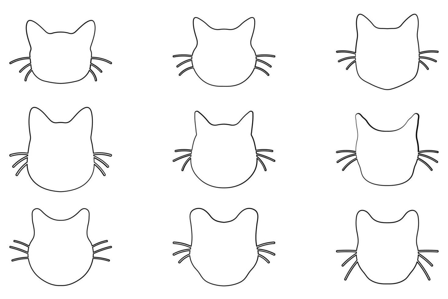 Collection of Cat Head Outline Icon Set vector