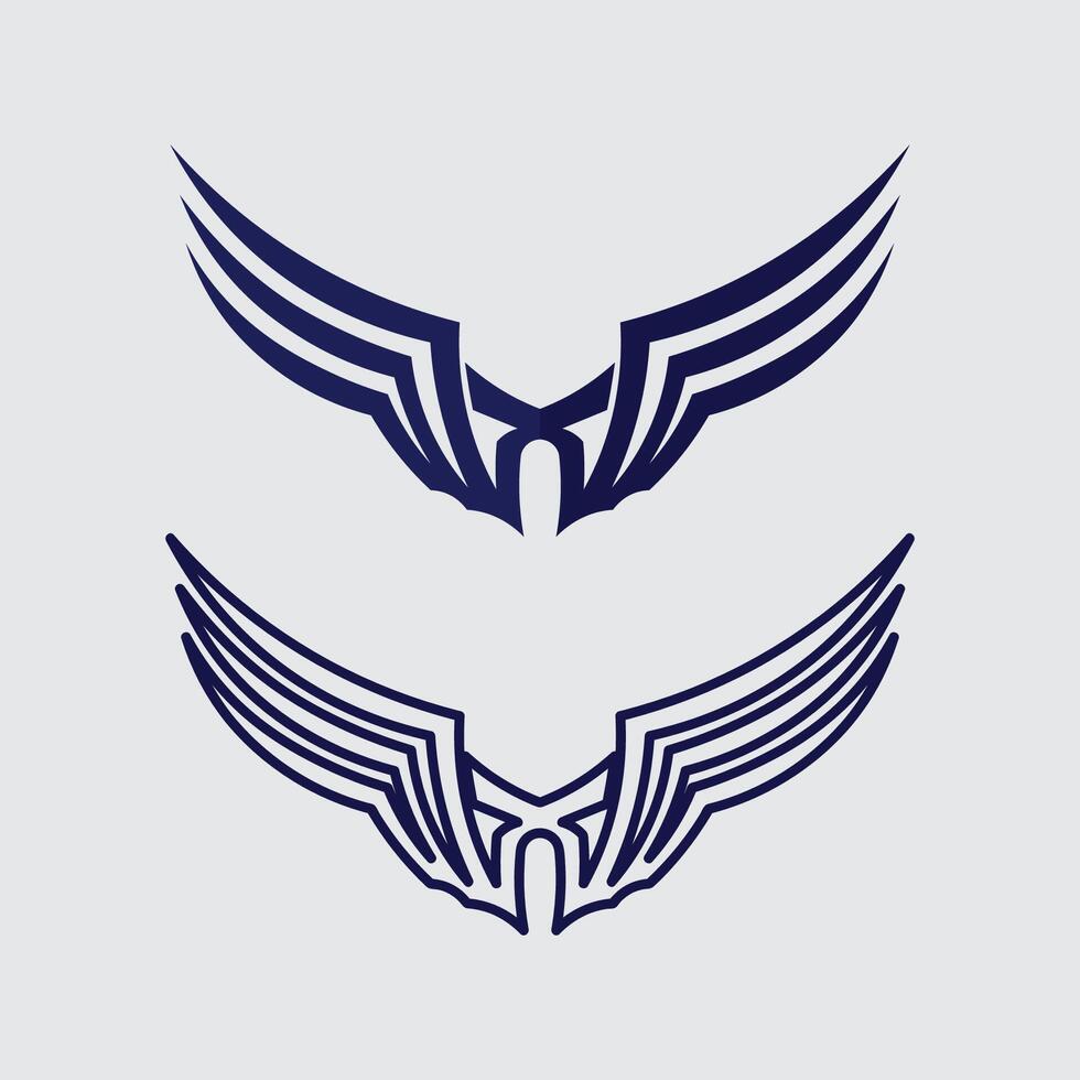 Wing set logo and animal wings icon stock logo design graphic illustration vector