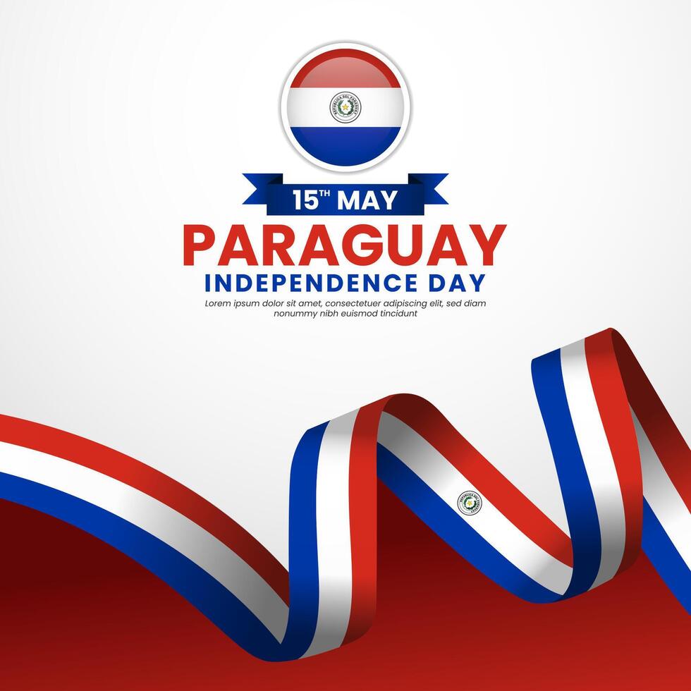 Paraguay independence day square background template with waving flag vector