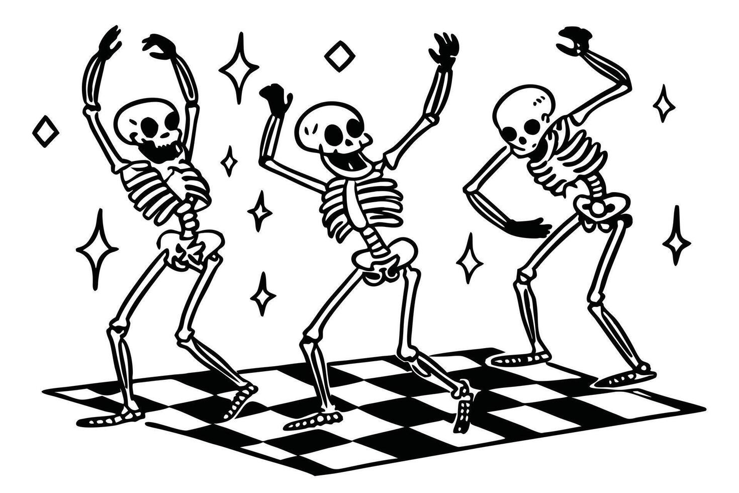 Midnight Dance Party Skeletons on the Floor vector