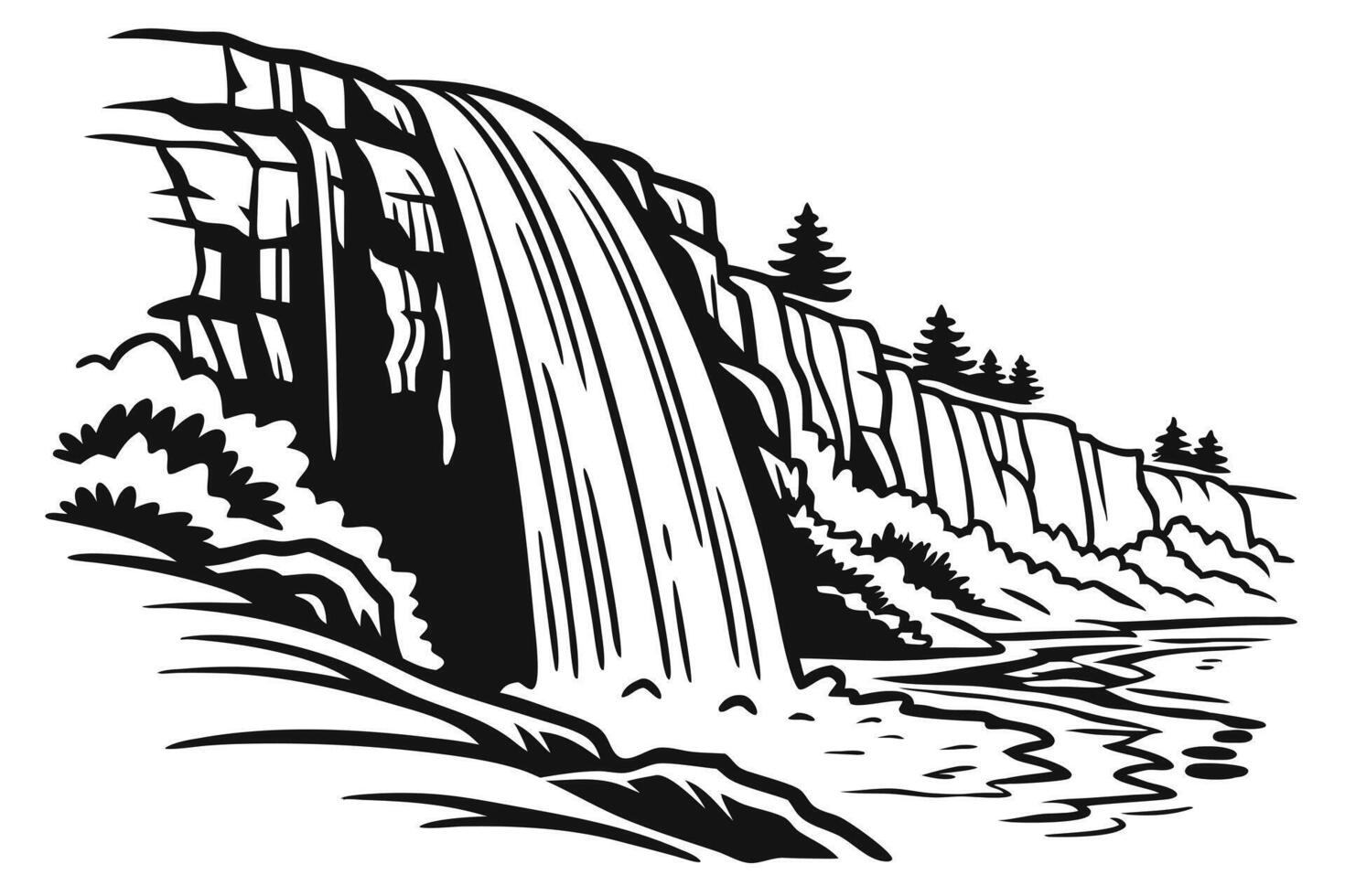 Nature Masterpiece Waterfall in the Caucasus vector