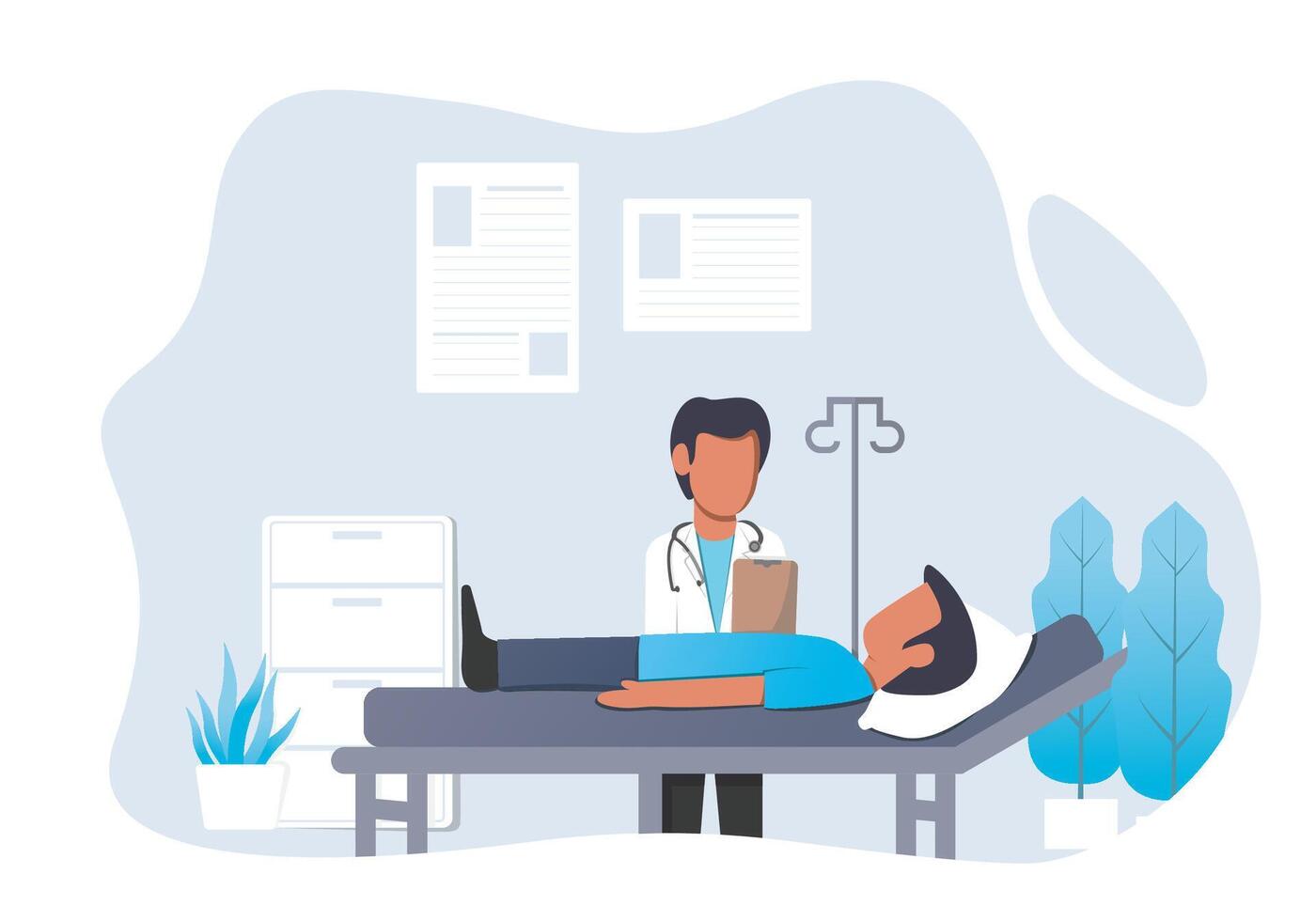 illustration of doctor and patient in the hospitalillustration of doctor and patient in the hospital vector